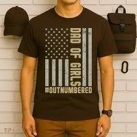 Dad of Girls Outnumbered Patriotic Graphic Clothing T-Shirt thumb 6