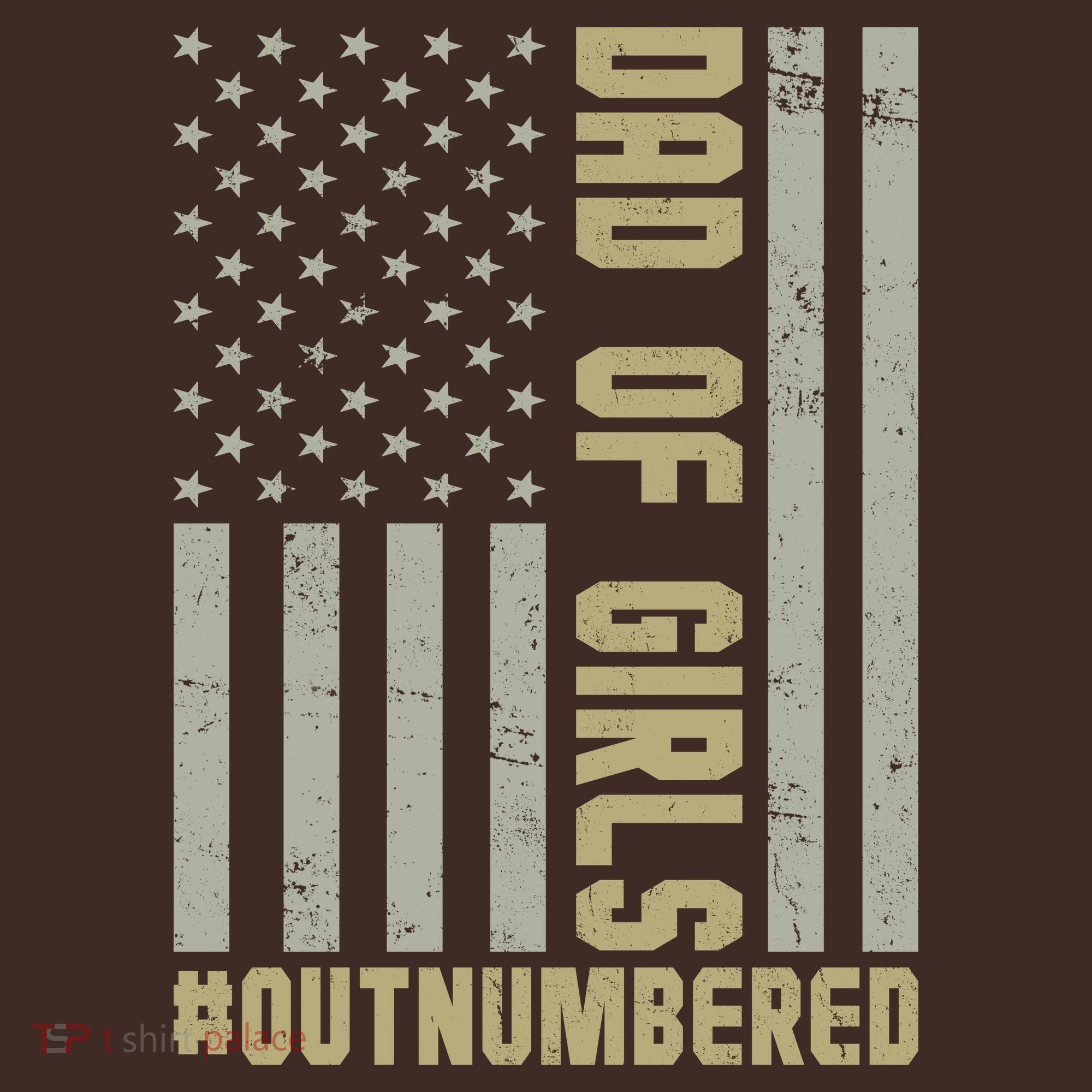 Dad of Girls Outnumbered Patriotic Graphic Clothing T-Shirt