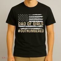 Dad Of Girls Outnumbered American Flag T-Shirt thumb 3