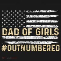 Dad Of Girls Outnumbered American Flag T-Shirt thumb 7