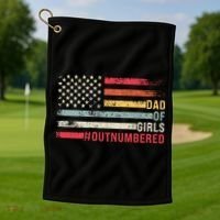 Dad Of Girls Outnumbered Father Cute Gift Golf Towel thumb 1