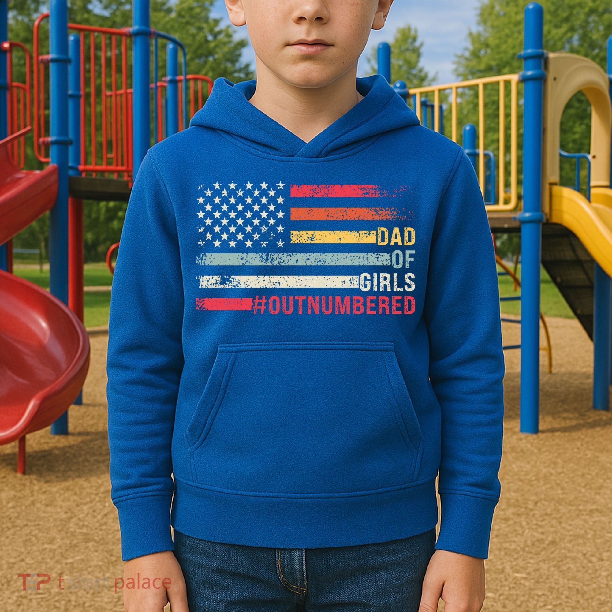 Dad Of Girls Outnumbered Father Cute Gift Kids Hoodie