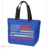 Dad Of Girls Outnumbered Father Cute Gift Tote Bag thumb 3