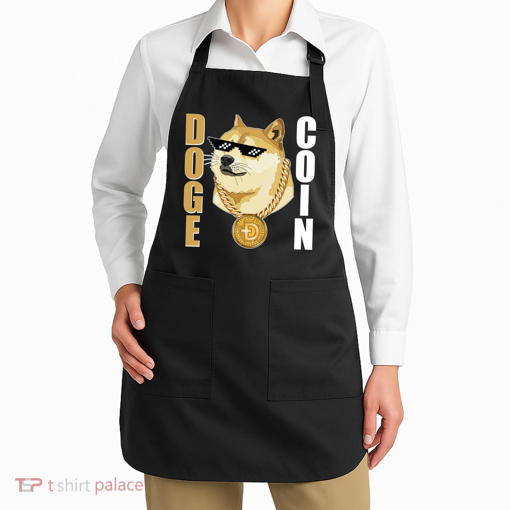 Doge Coin Gansta Thug Dogecoin Crypto Currency Apron