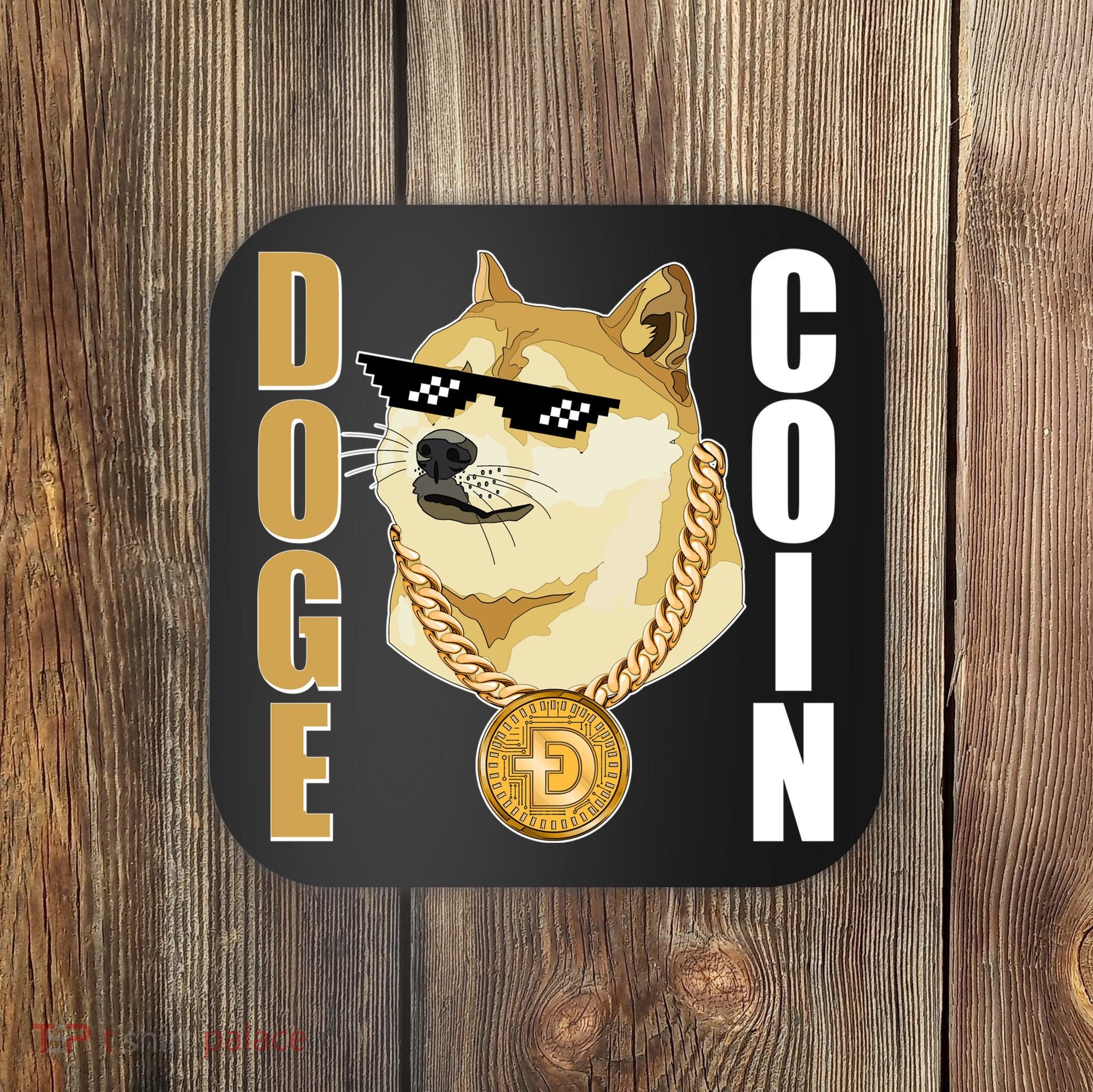 Doge Coin Gansta Thug Dogecoin Crypto Currency Coaster