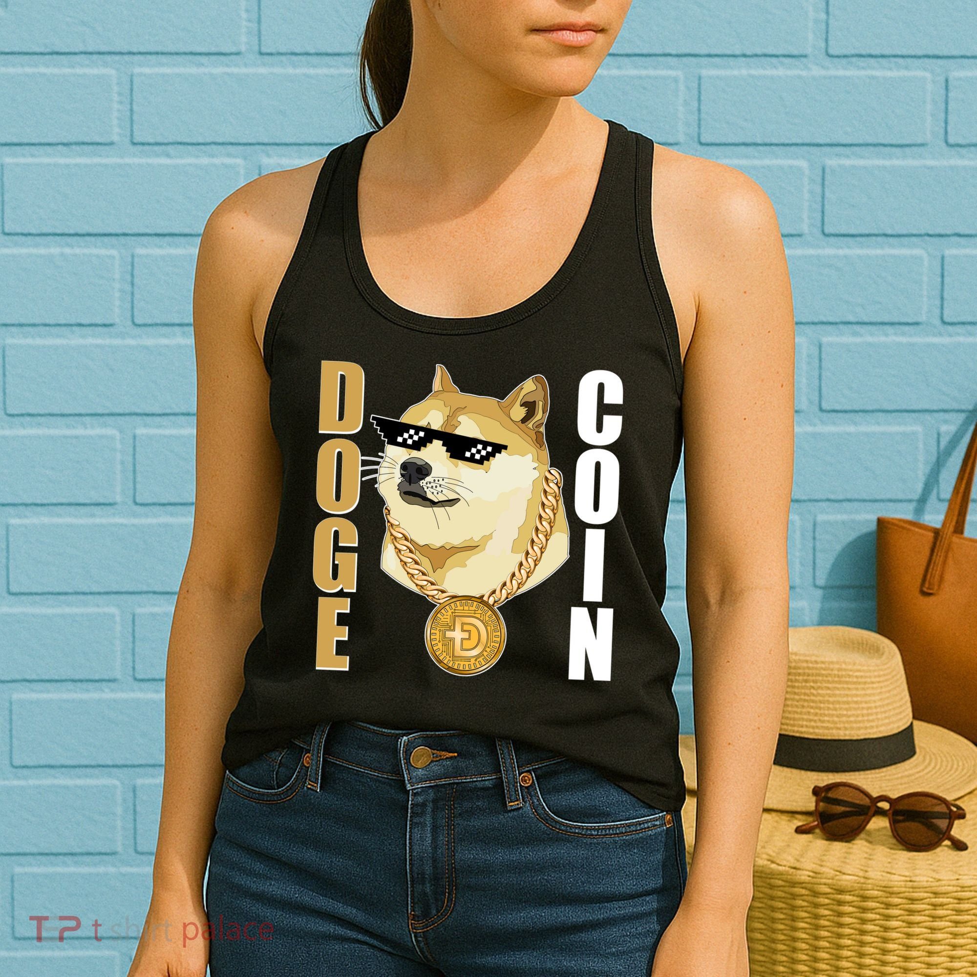 Doge Coin Gansta Thug Dogecoin Crypto Currency Women's Tank Top