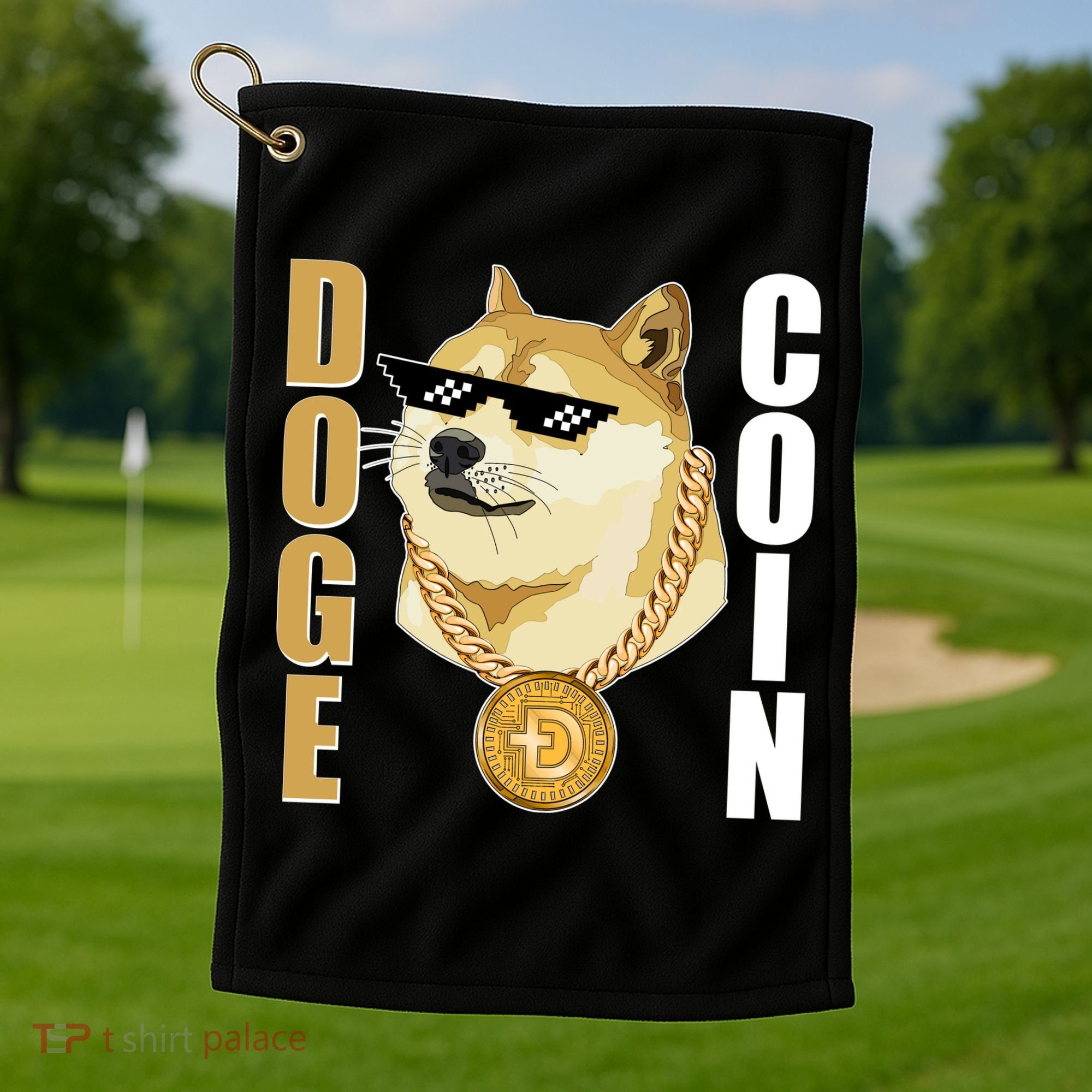 Doge Coin Gansta Thug Dogecoin Crypto Currency Golf Towel