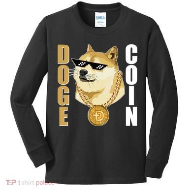 Doge Coin Gansta Thug Dogecoin Crypto Currency Kids Long Sleeve Shirt