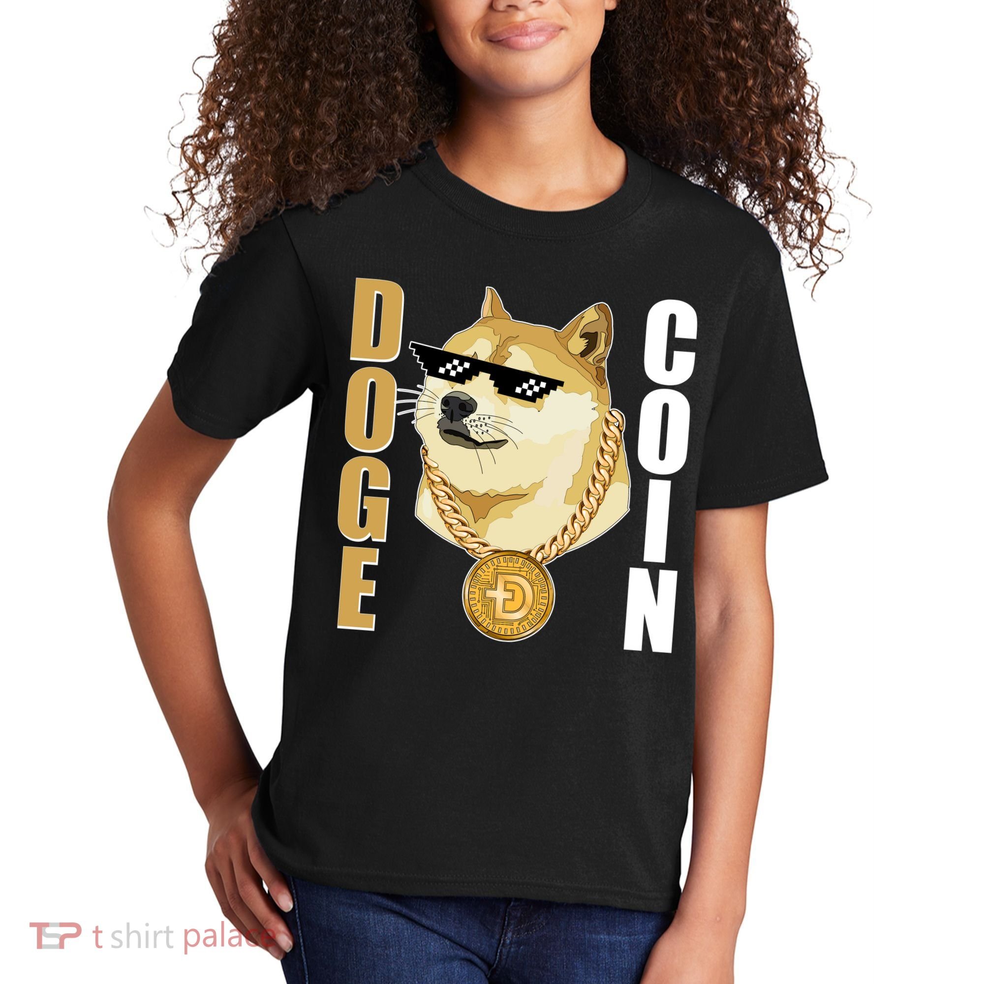 Doge Coin Gansta Thug Dogecoin Crypto Currency Kids T-Shirt