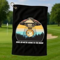 Doge Coin UFO Doge Crypto Currency To The Moon Golf Towel thumb 1