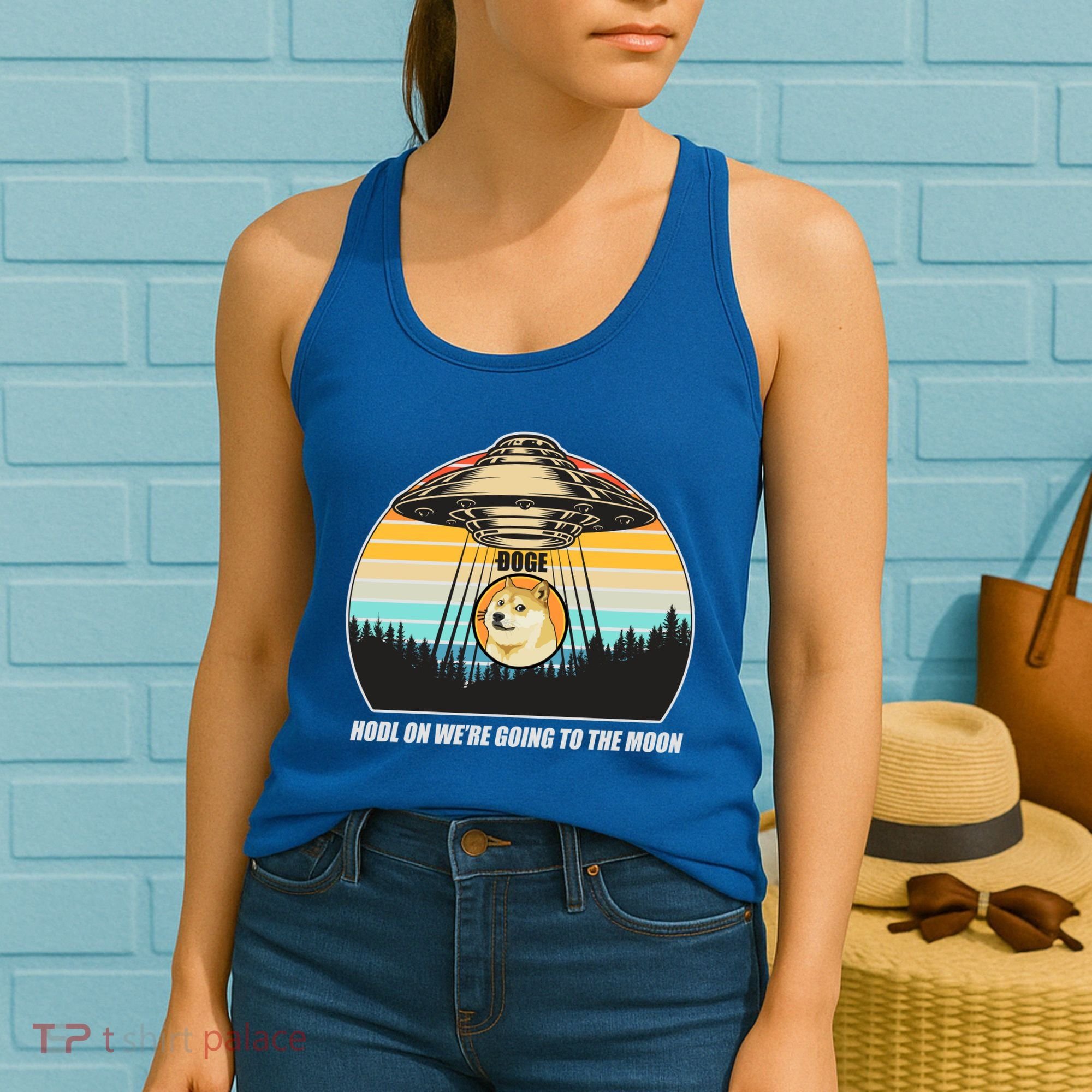 Doge Coin UFO Doge Crypto Currency To The Moon Women's Tank Top