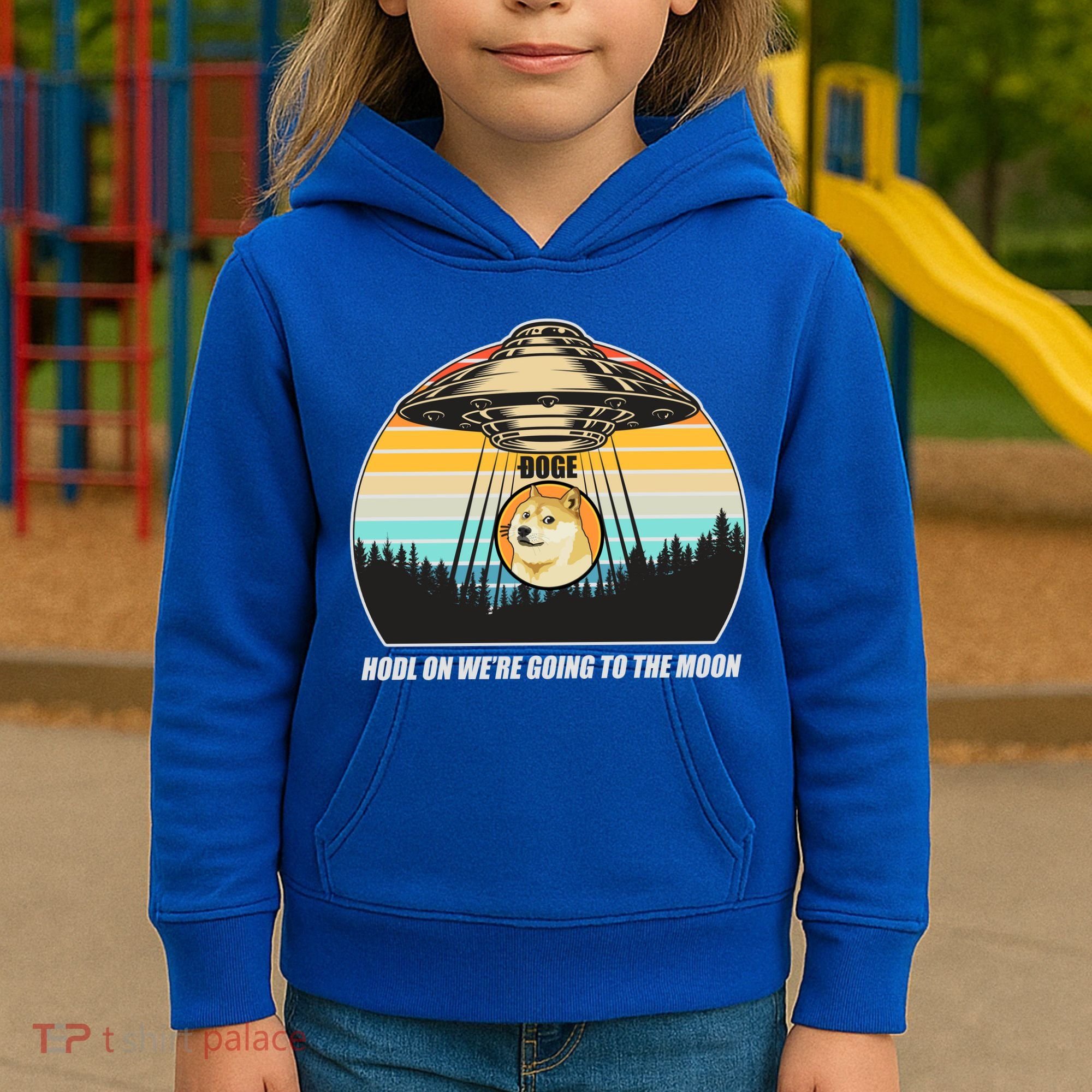 Doge Coin UFO Doge Crypto Currency To The Moon Kids Hoodie