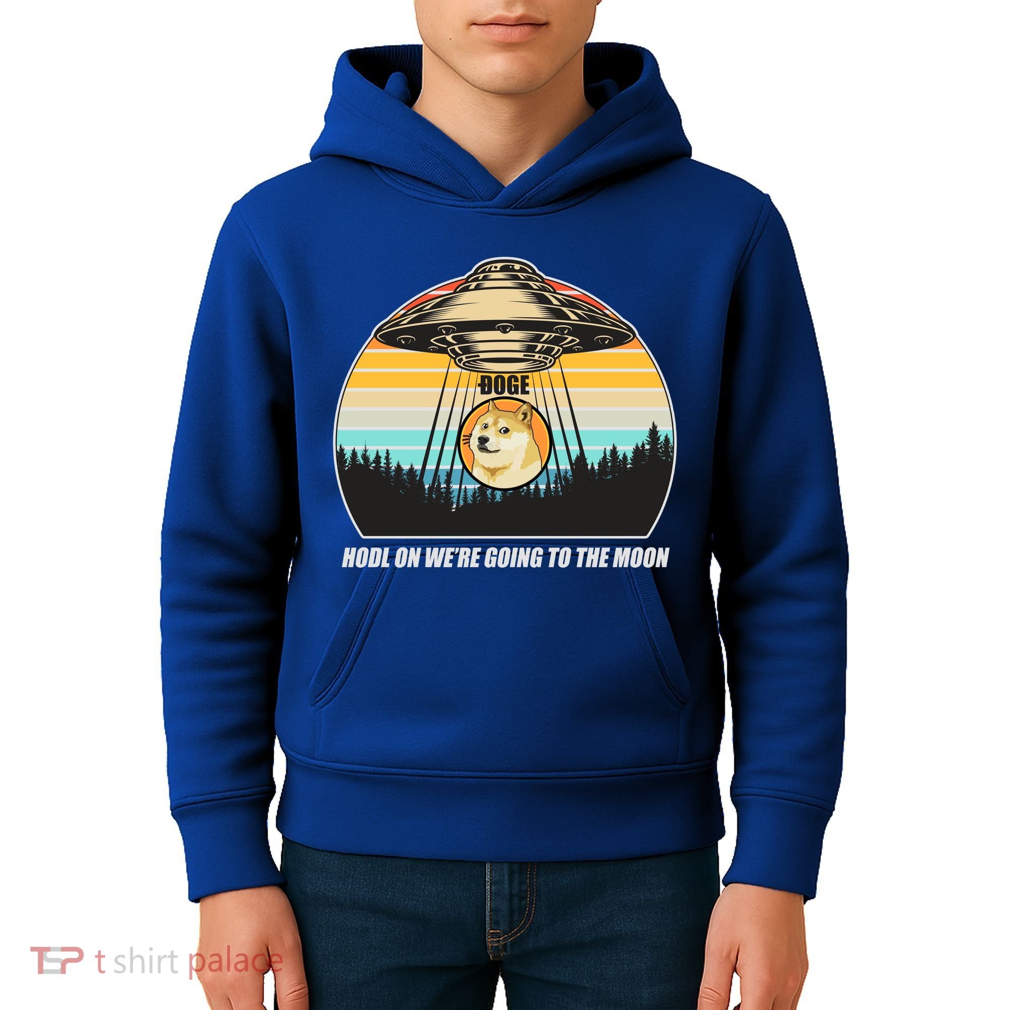 Doge Coin UFO Doge Crypto Currency To The Moon Kids Hoodie