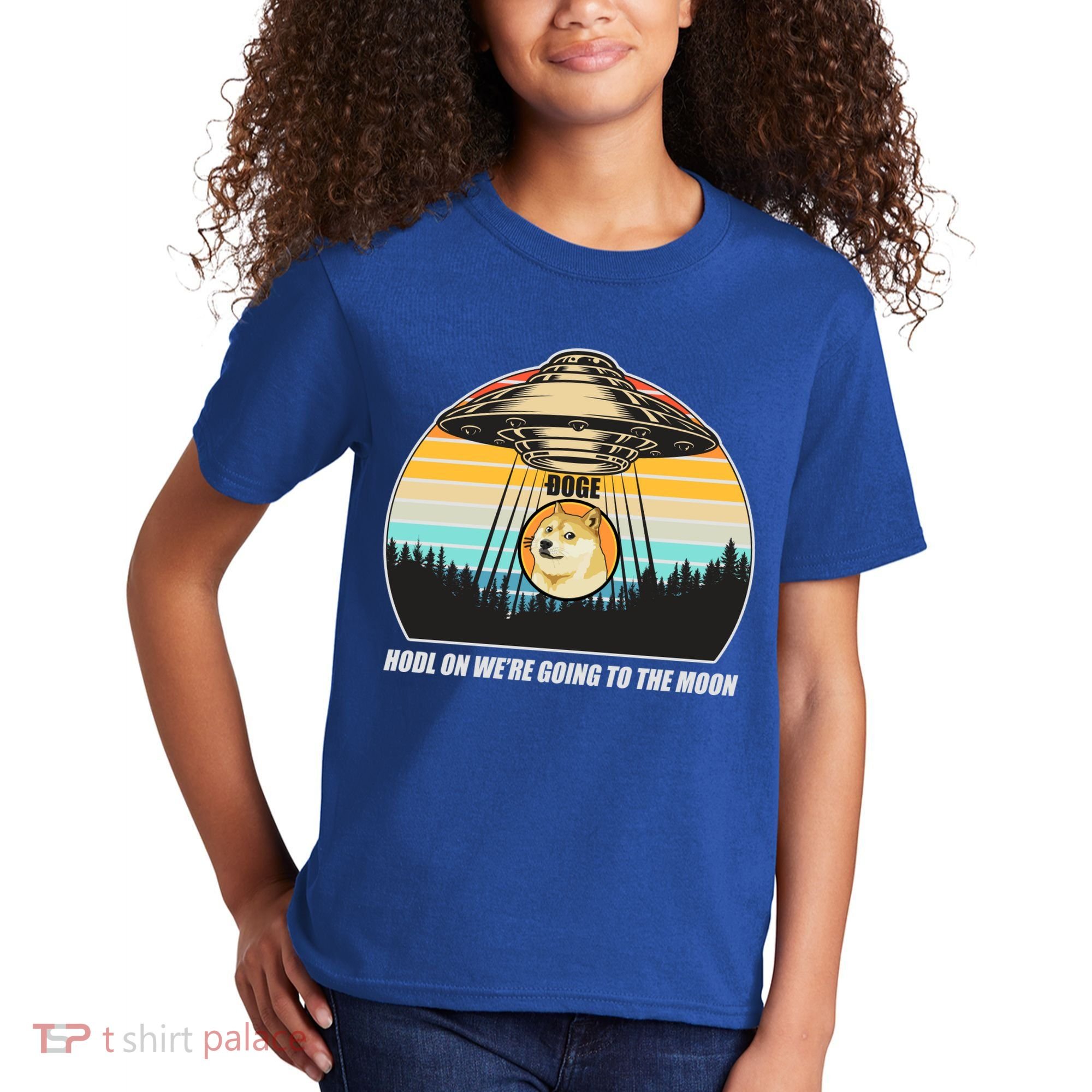 Doge Coin UFO Doge Crypto Currency To The Moon Kids T-Shirt