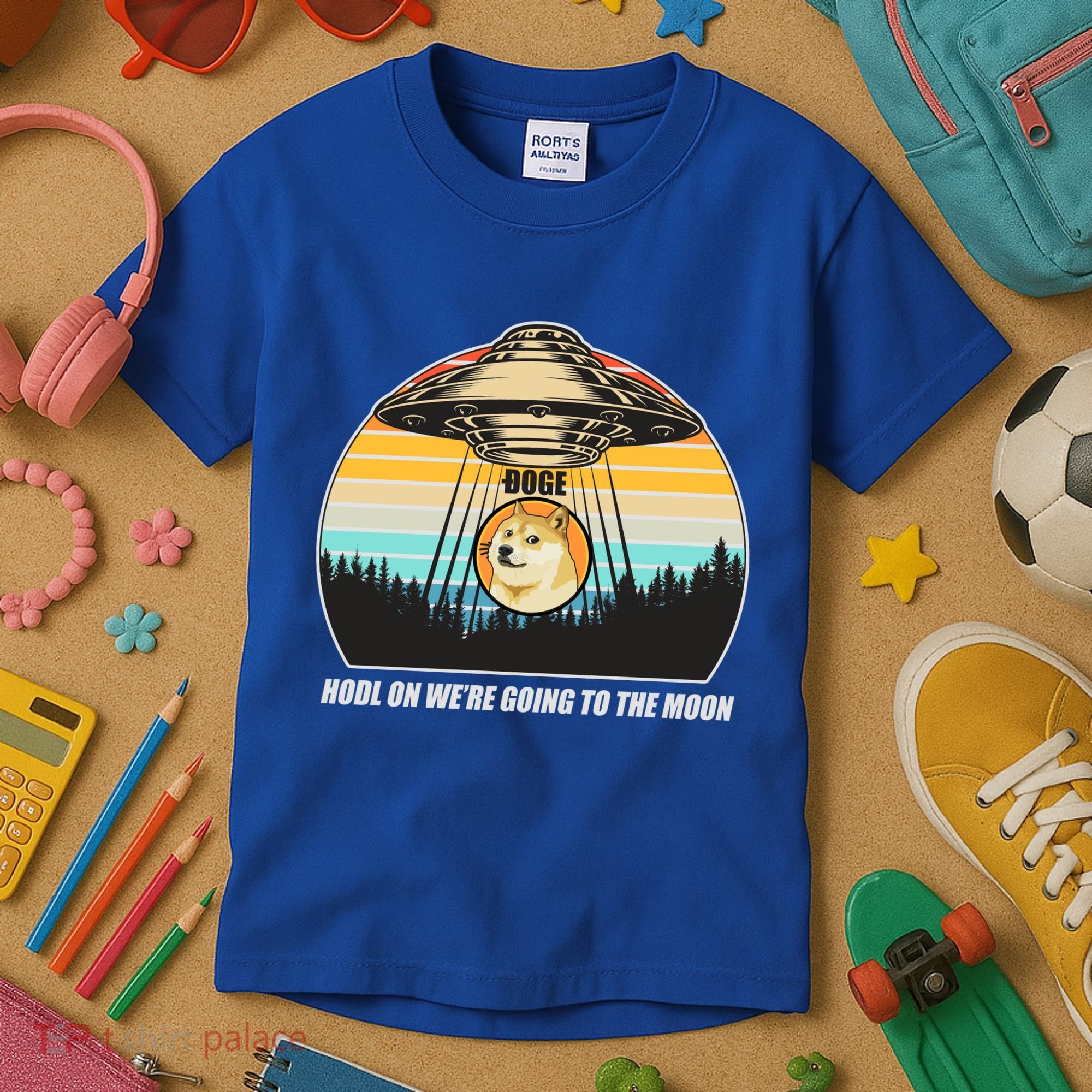 Doge Coin UFO Doge Crypto Currency To The Moon Kids T-Shirt