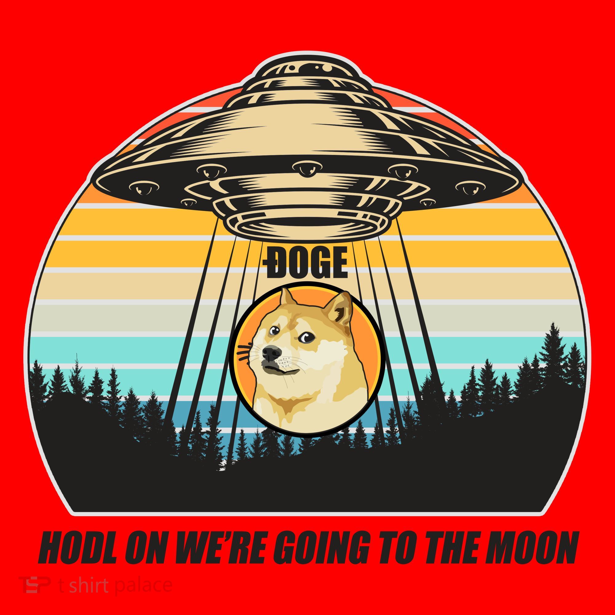 Doge Coin UFO Doge Crypto Currency To The Moon Santa Hat