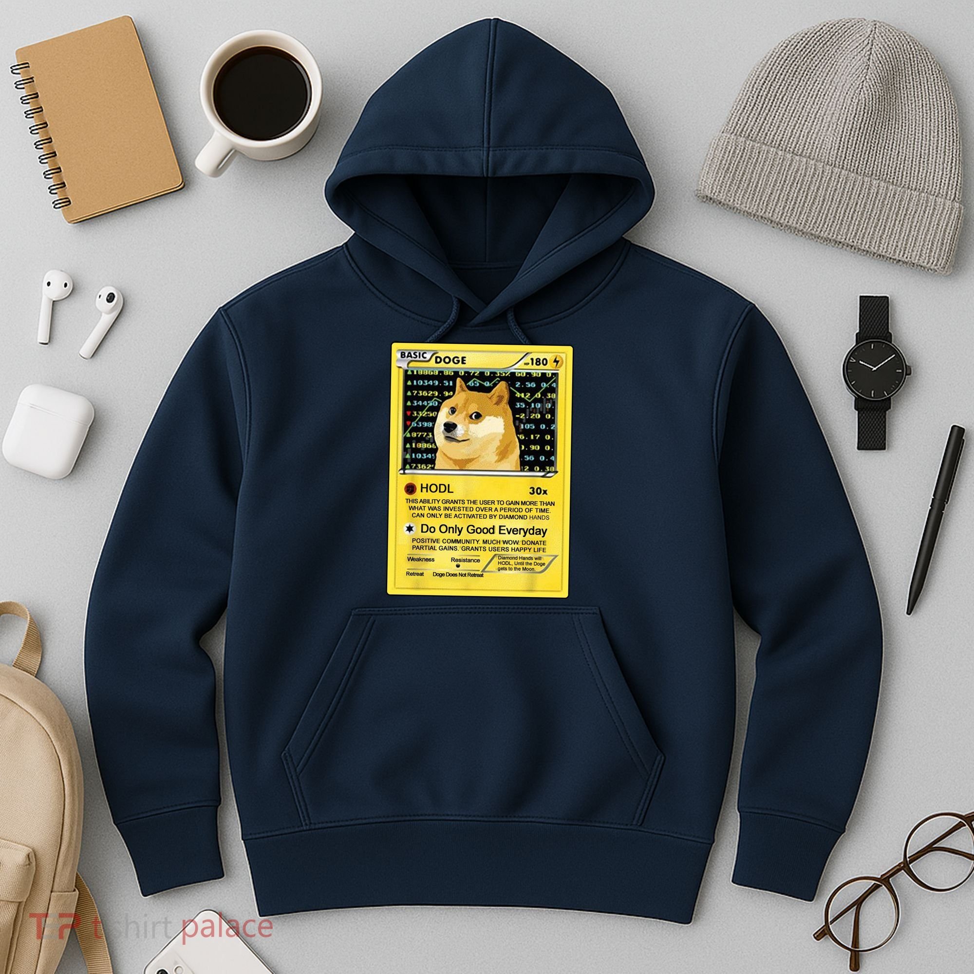 Doge HODL Card Crypto Currency Funny Hoodie