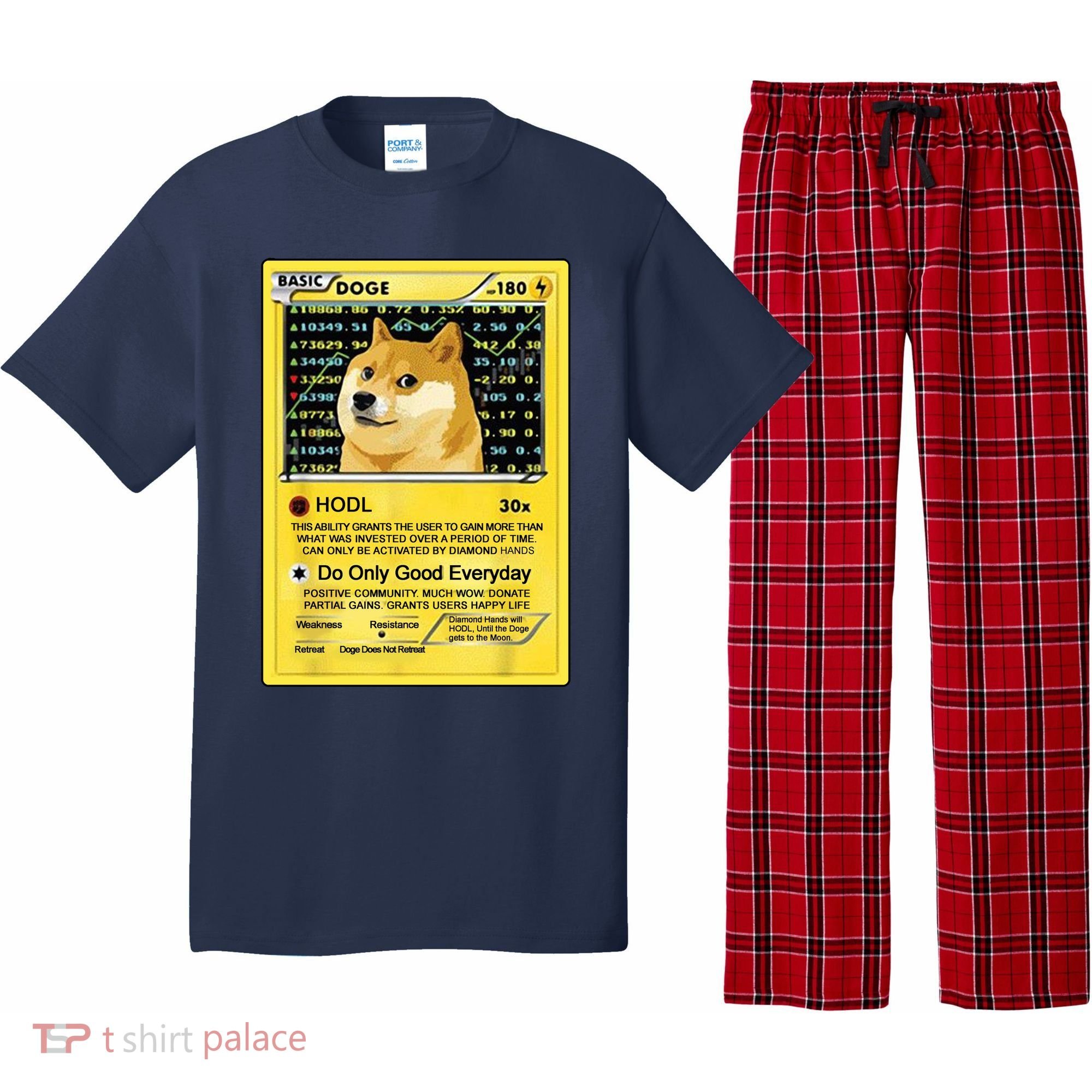 Doge HODL Card Crypto Currency Funny Pajama Set