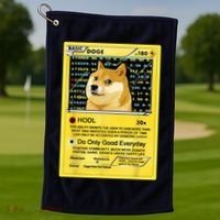 Doge HODL Card Crypto Currency Funny Golf Towel thumb 1