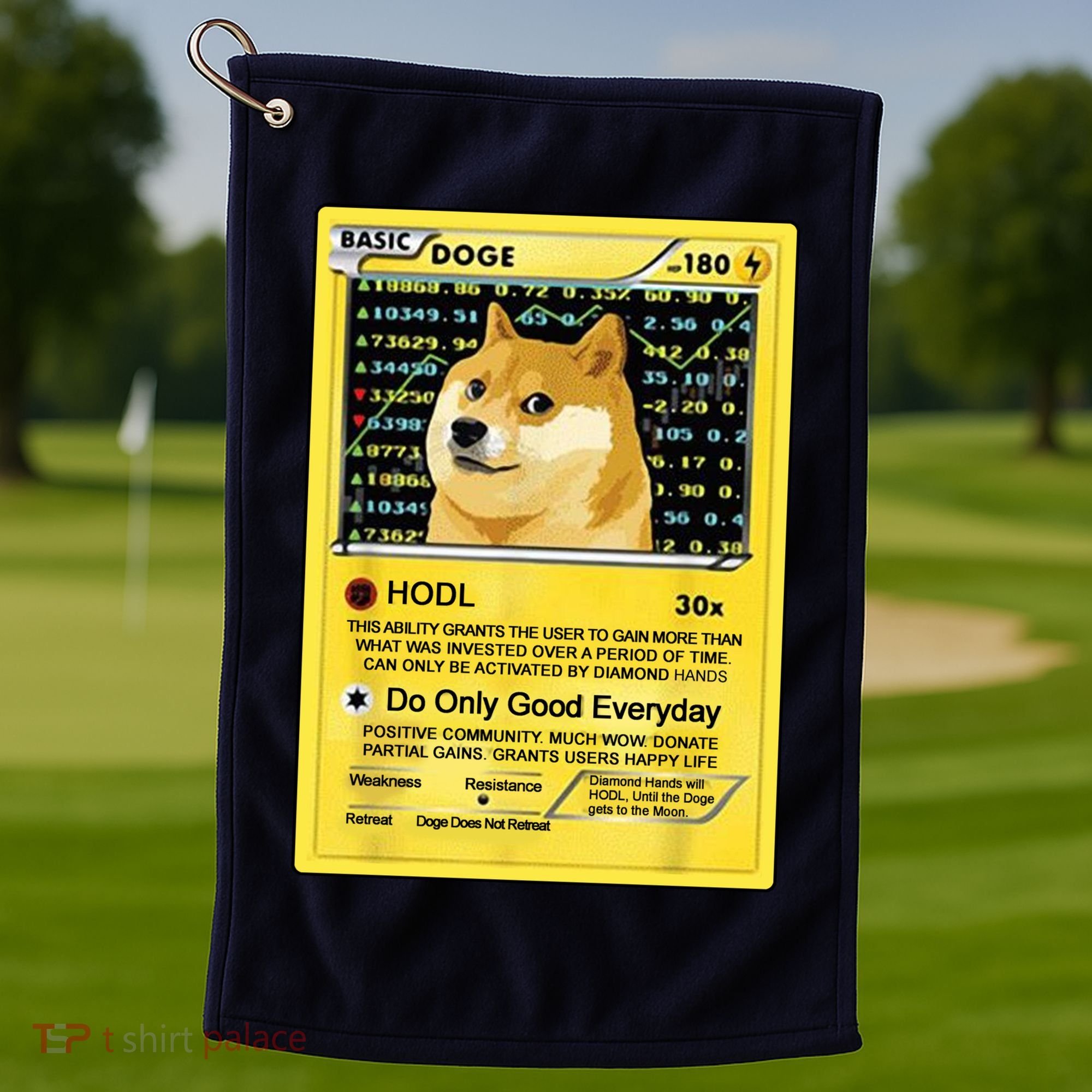 Doge HODL Card Crypto Currency Funny Golf Towel
