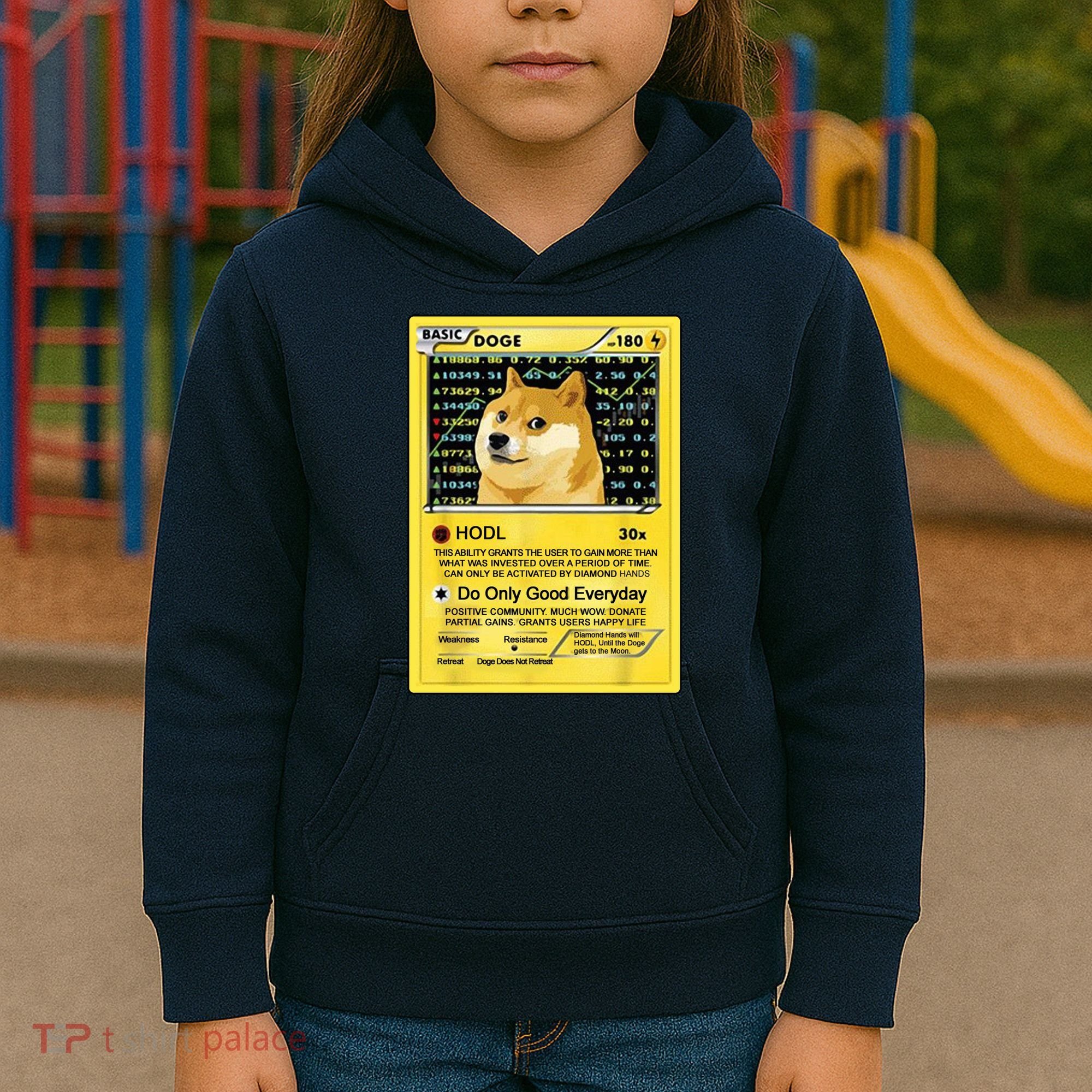 Doge HODL Card Crypto Currency Funny Kids Hoodie