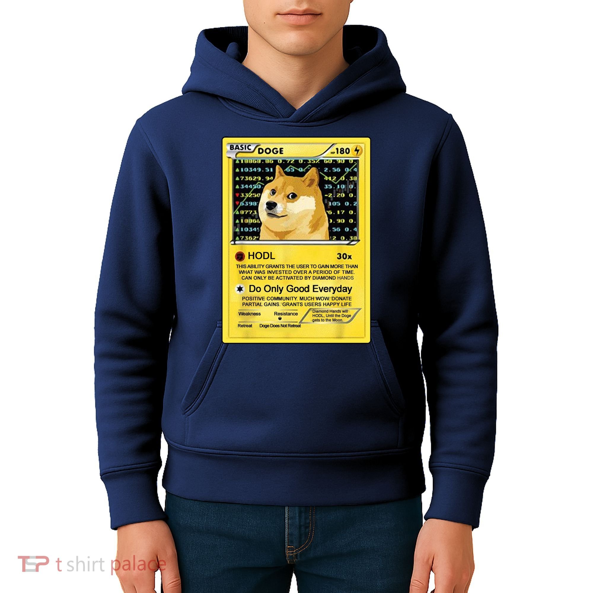 Doge HODL Card Crypto Currency Funny Kids Hoodie