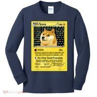 Doge HODL Card Crypto Currency Funny Kids Long Sleeve Shirt thumb 0