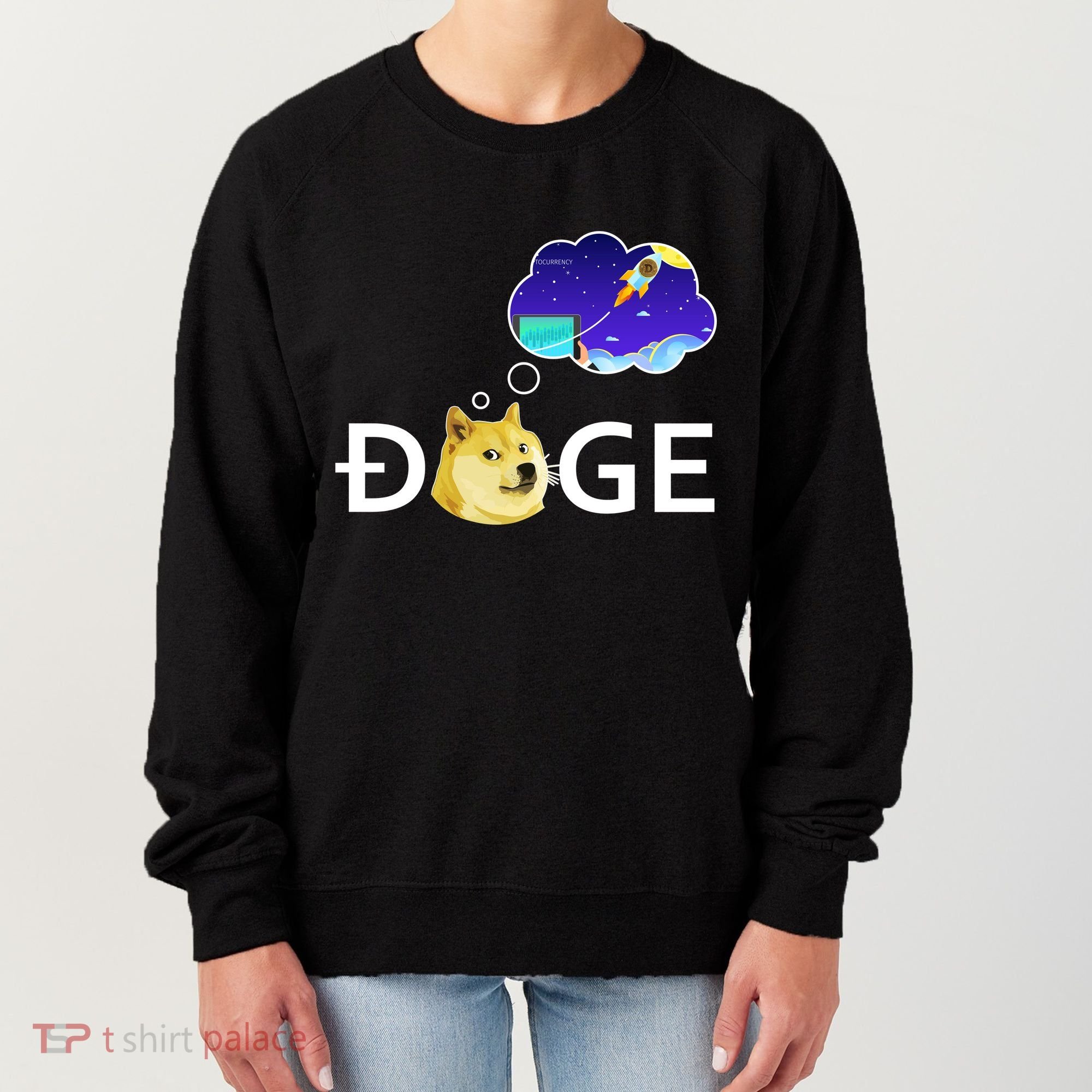 Doge To The Moon Crypto Currency Dogecoin Women's Sweatshirt