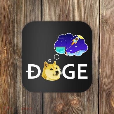 Doge To The Moon Crypto Currency Dogecoin Coaster