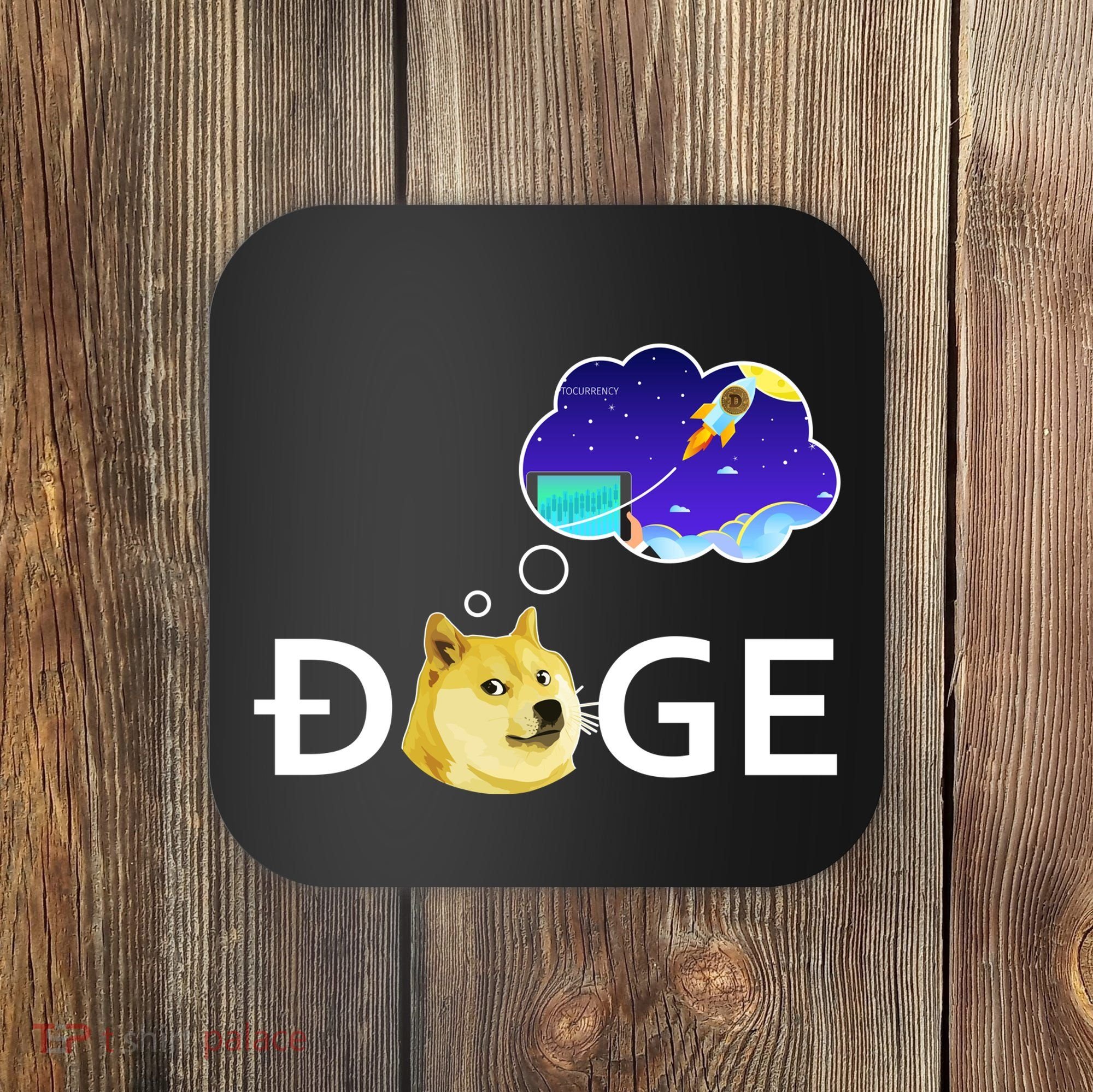 Doge To The Moon Crypto Currency Dogecoin Coaster
