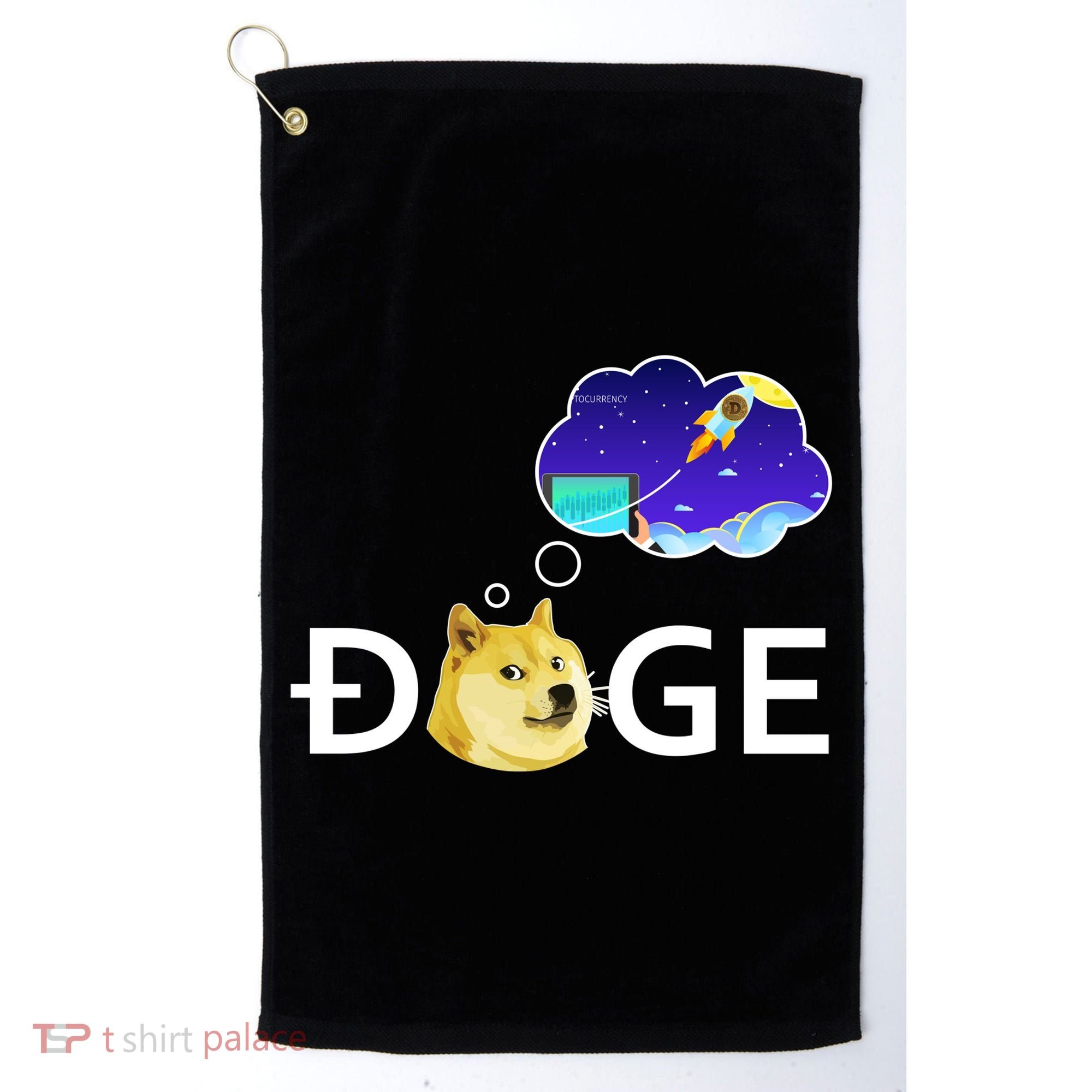Doge To The Moon Crypto Currency Dogecoin Golf Towel