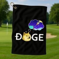 Doge To The Moon Crypto Currency Dogecoin Golf Towel thumb 1