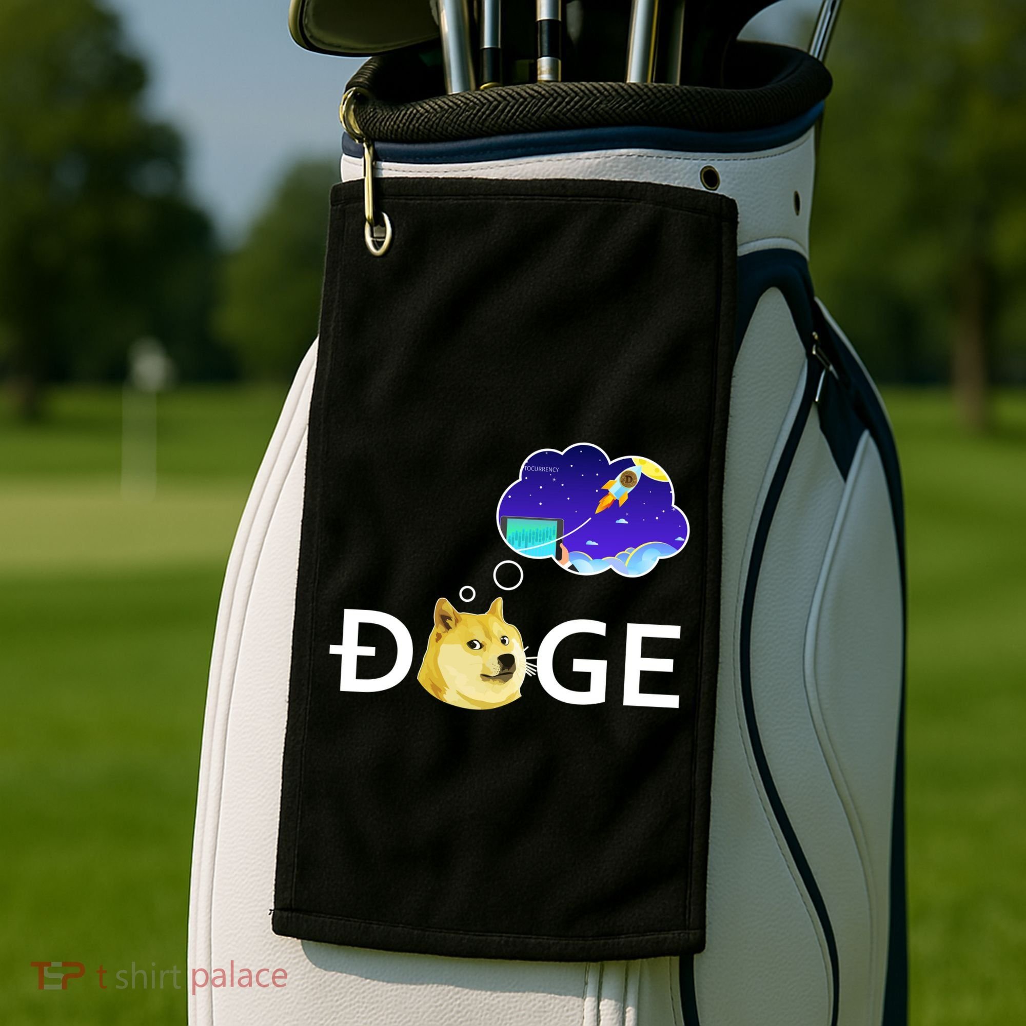 Doge To The Moon Crypto Currency Dogecoin Golf Towel