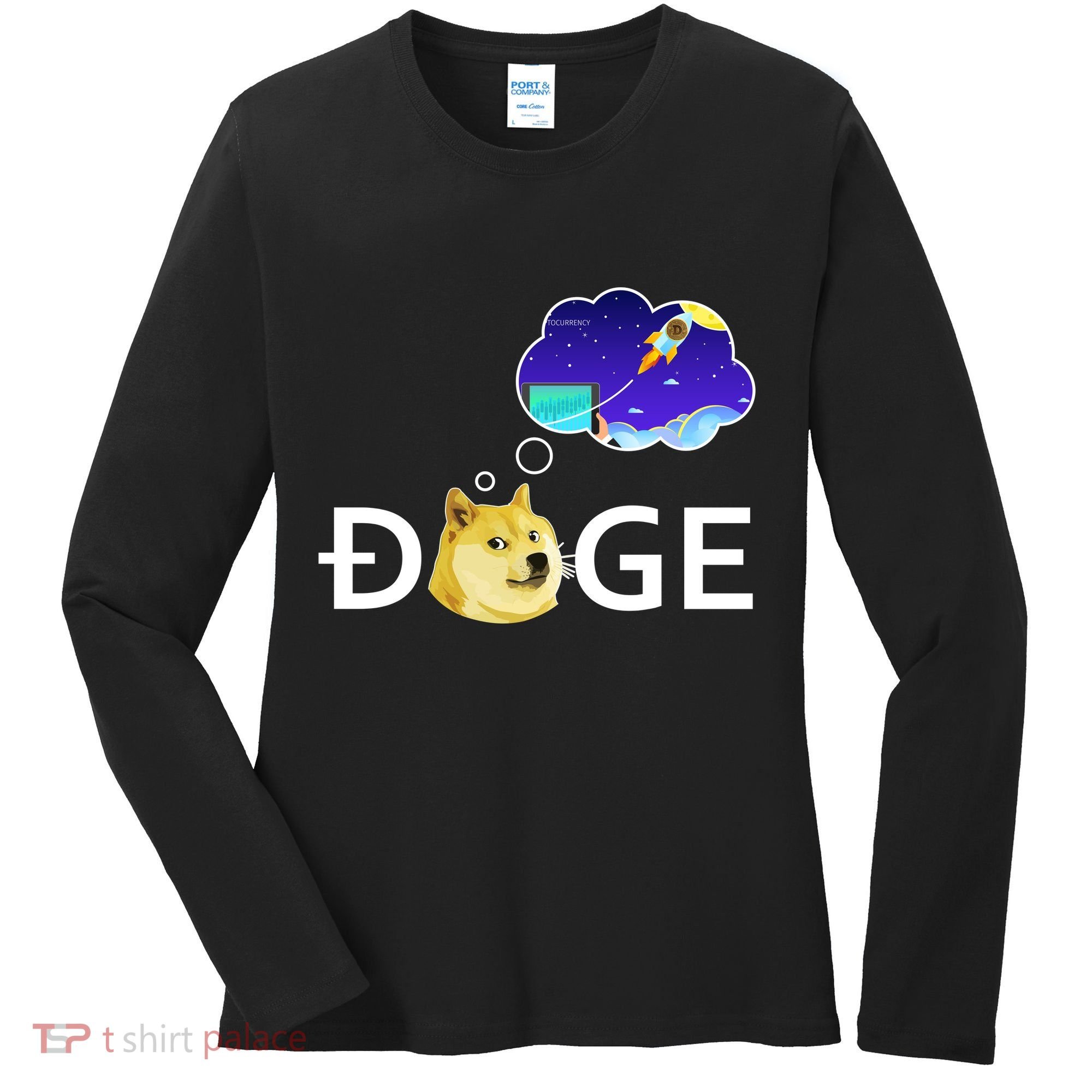 Doge To The Moon Crypto Currency Dogecoin Women's Long Sleeve Shirt