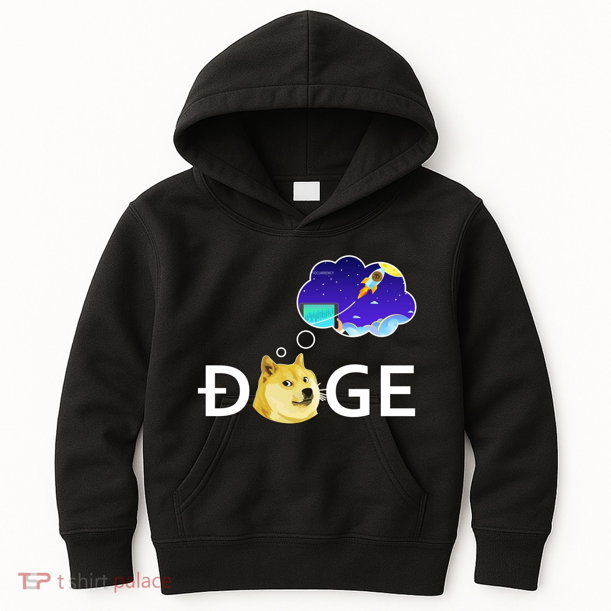 Doge To The Moon Crypto Currency Dogecoin Kids Hoodie