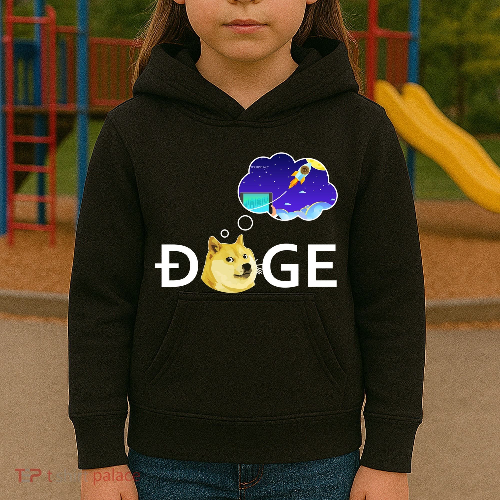 Doge To The Moon Crypto Currency Dogecoin Kids Hoodie