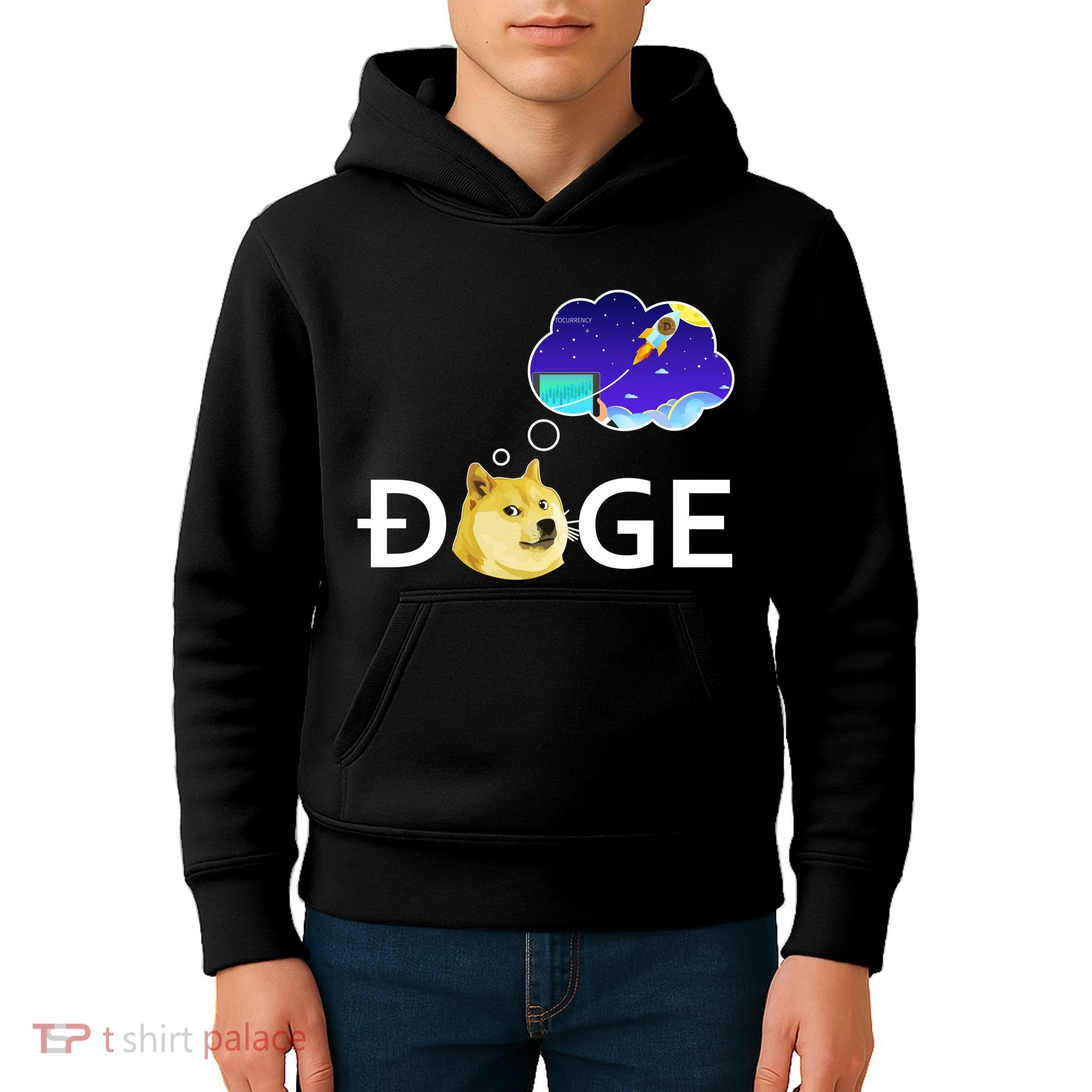 Doge To The Moon Crypto Currency Dogecoin Kids Hoodie