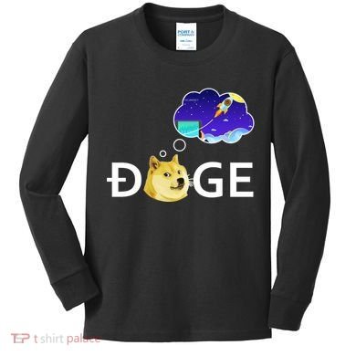 Doge To The Moon Crypto Currency Dogecoin Kids Long Sleeve Shirt