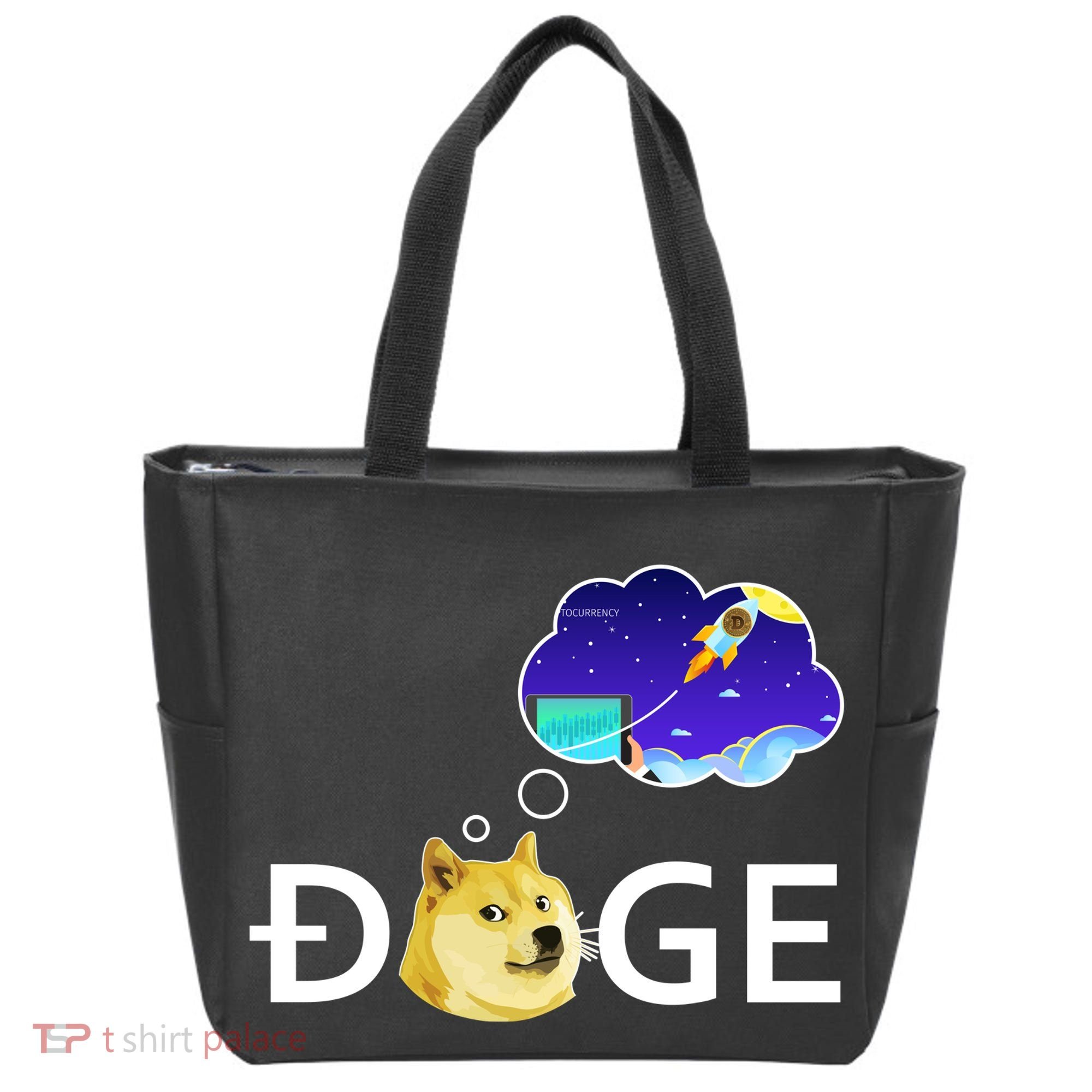 Doge To The Moon Crypto Currency Dogecoin Tote Bag
