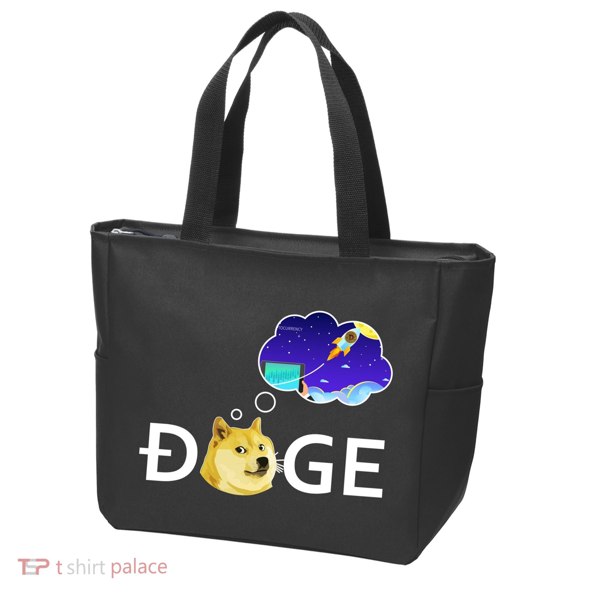 Doge To The Moon Crypto Currency Dogecoin Tote Bag
