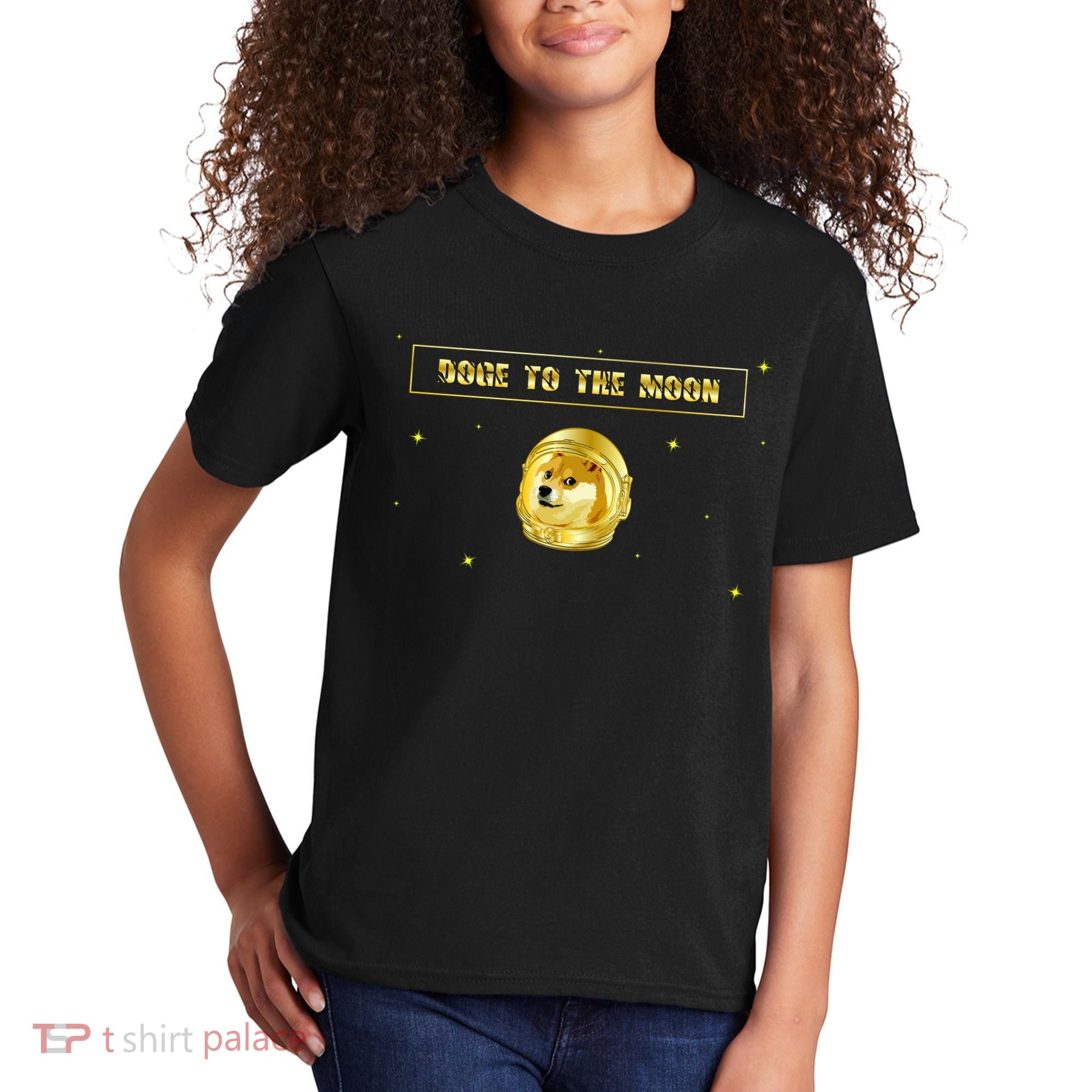 Doge To The Moon Dogecoin Crypto Currency Kids T-Shirt