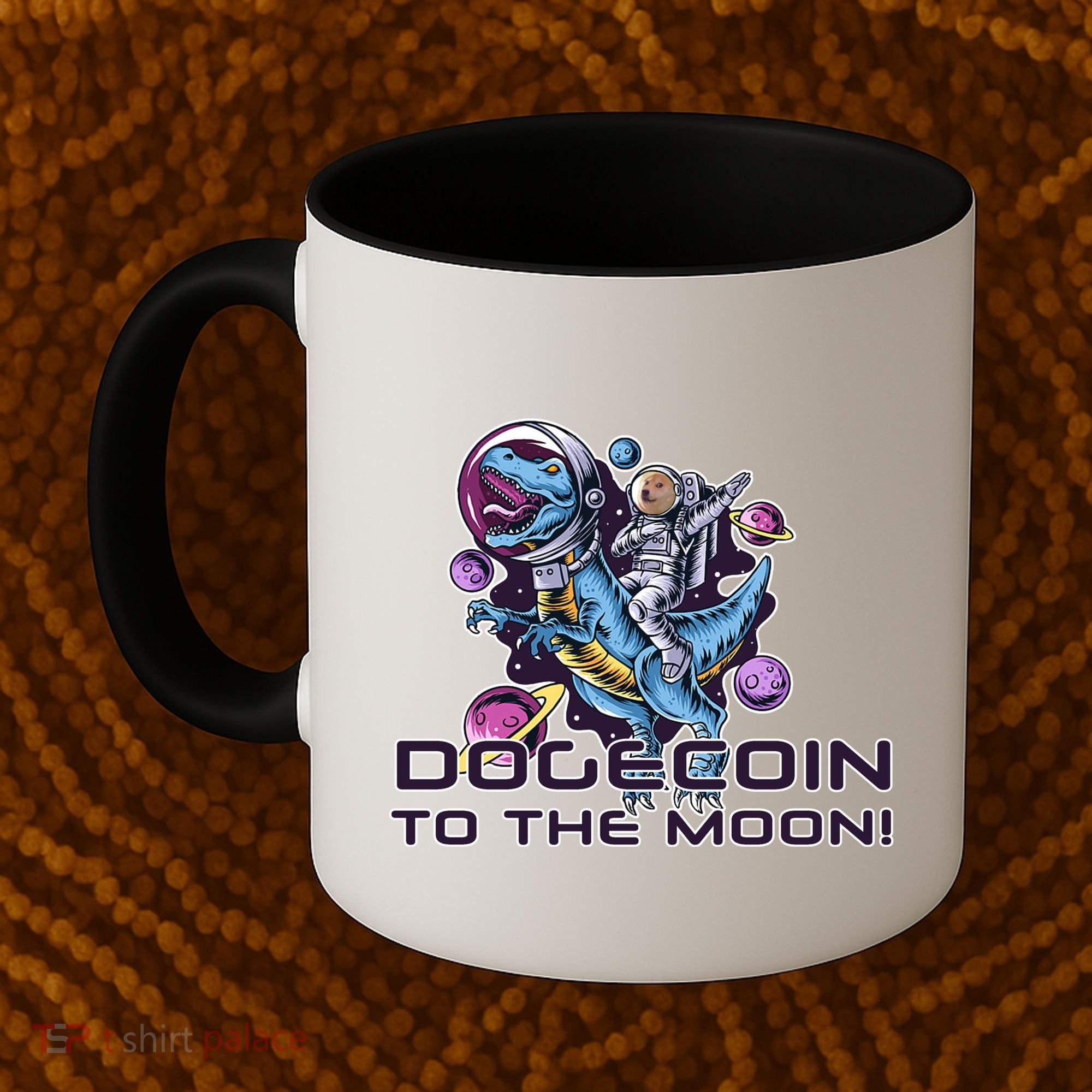 Dogecoin Crypto Currency Doge Dinosaur Coffee Mug