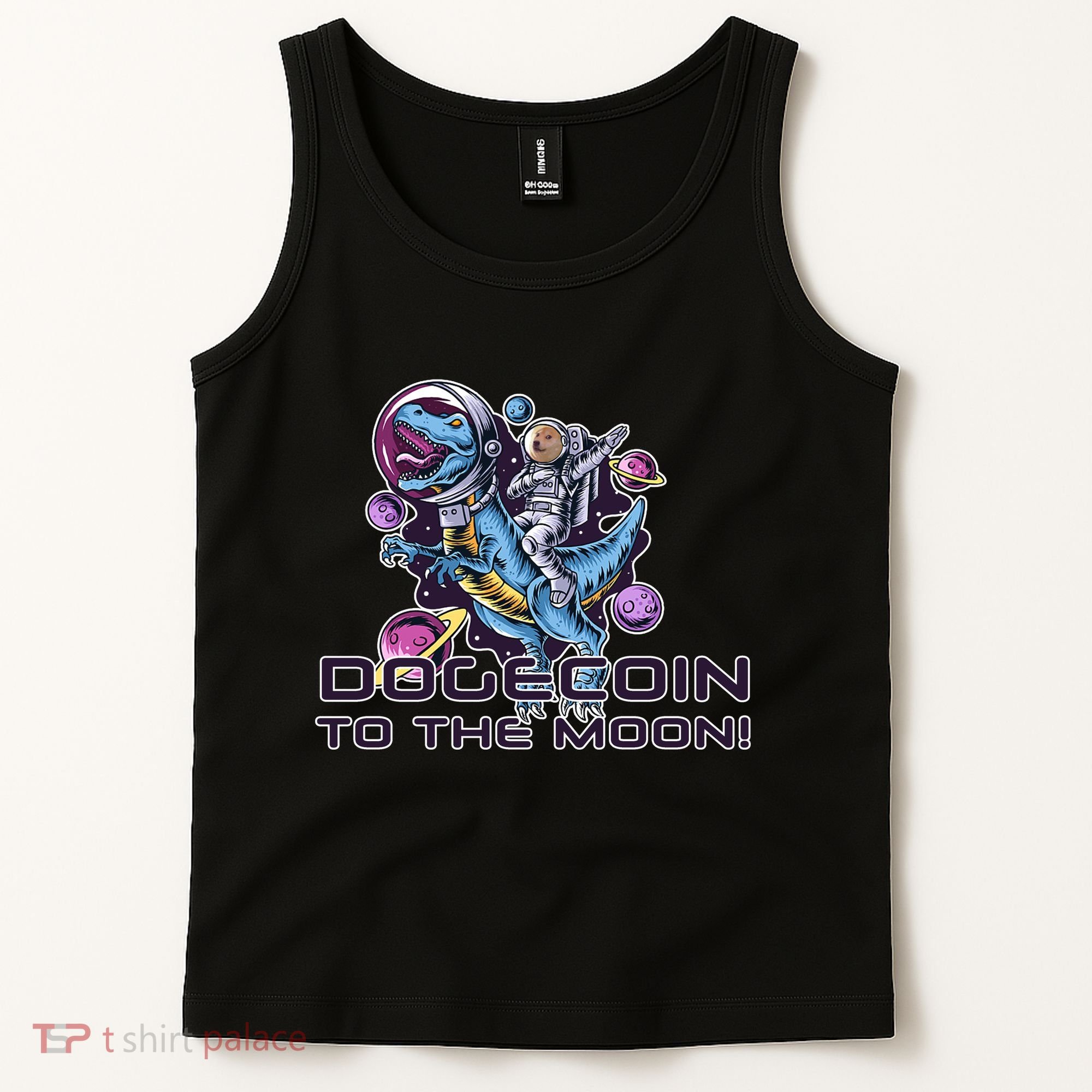 Dogecoin Crypto Currency Doge Dinosaur Tank Top