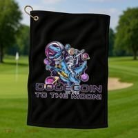 Dogecoin Crypto Currency Doge Dinosaur Golf Towel thumb 1