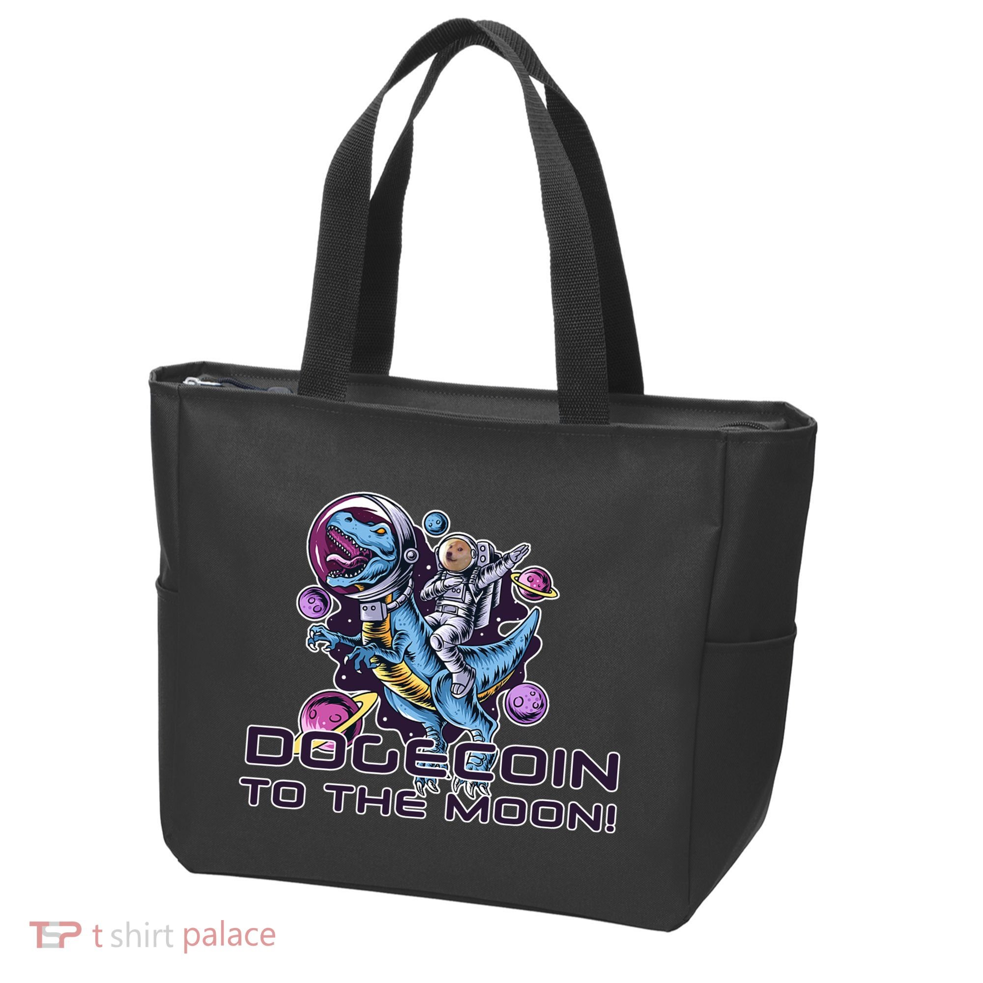 Dogecoin Crypto Currency Doge Dinosaur Tote Bag