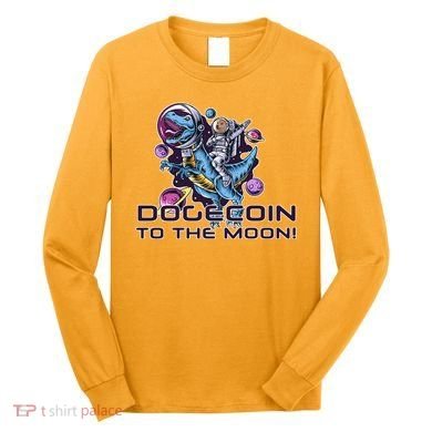 Dogecoin Crypto Currency Doge Dinosaur Long Sleeve Shirt