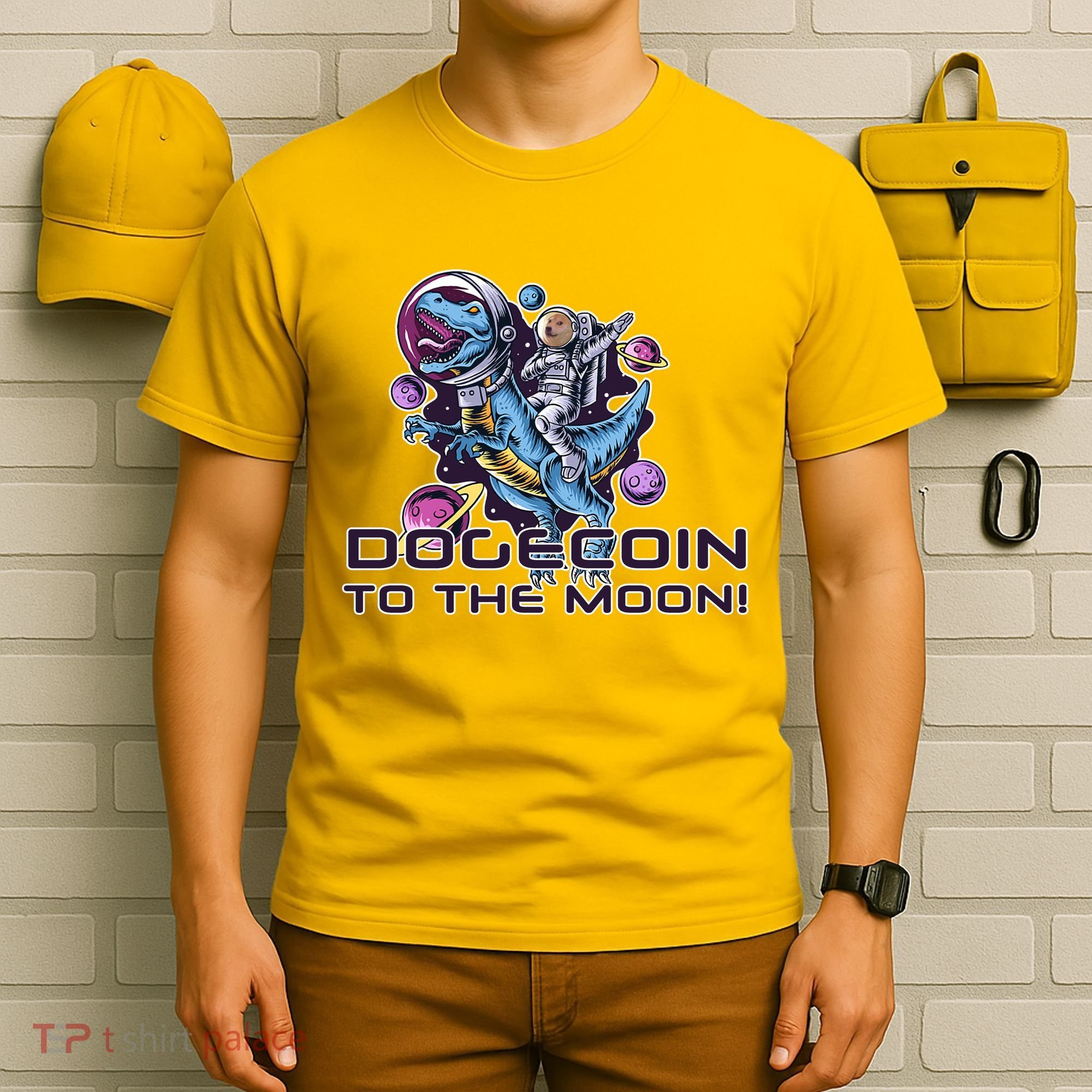 Dogecoin Crypto Currency Doge Dinosaur T-Shirt