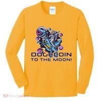 Dogecoin Crypto Currency Doge Dinosaur Kids Long Sleeve Shirt thumb 0