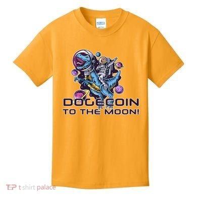 Dogecoin Crypto Currency Doge Dinosaur Kids T-Shirt