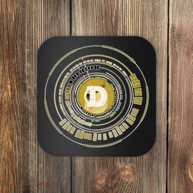 Dogecoin Cryptocurrency Crypto Gold Logo Coaster